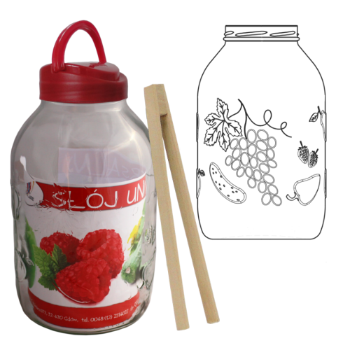 BORCAN 5L+CAPAC PLASTIC+REȚETĂ/ clești pentru fructe, ZGRZ=2BUC, PAL=252 BUC *2693