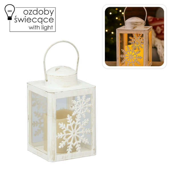 VÁNOČNÍ LAMPION S LED SVÍČKOU 10 X 10 X 17 CM *9506