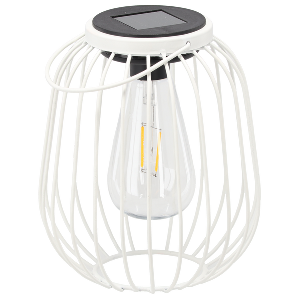 SOLAR LANTERN METAL WHITE 19 CM