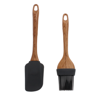 SET DE 2 UNELTE DE BUCĂTĂRIE PENSUL + SPATULĂ CU MÂNER DIN Lemn *6626