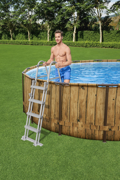 PISCICINA CU STRUCTURĂ DIN RATTAN / FEREASTRĂ 4,88 x 1,22 M (PISCINĂ, POMPĂ DE FILTRARE, SCARĂ, COPERTĂ, DOZATOR) *7099 *1332