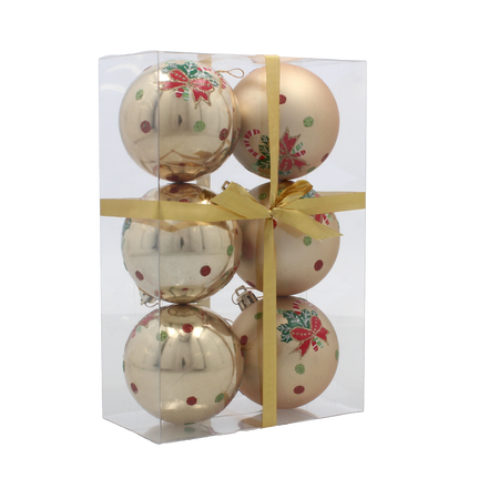 SET 6 BILE DE CRĂCIUN AURII 7 CM MIX DE MODE *5799