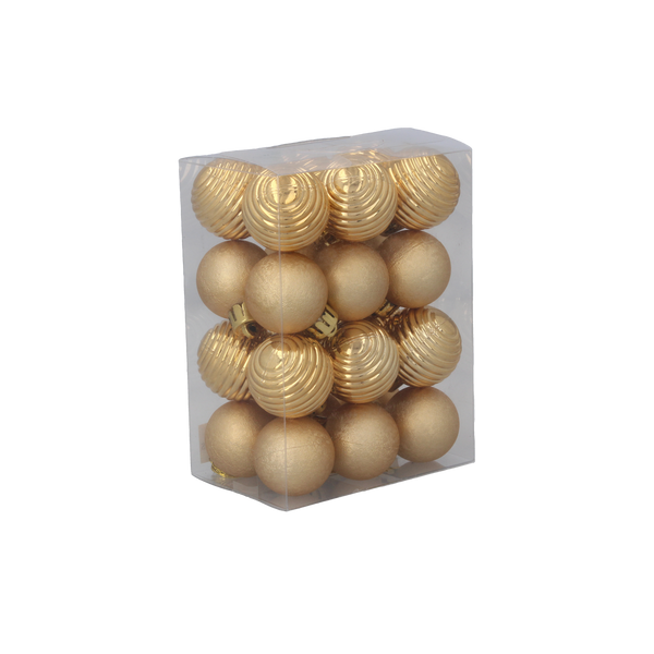 SET OF 24 BAUBLES 3 CM RED/GOLD/SILVER