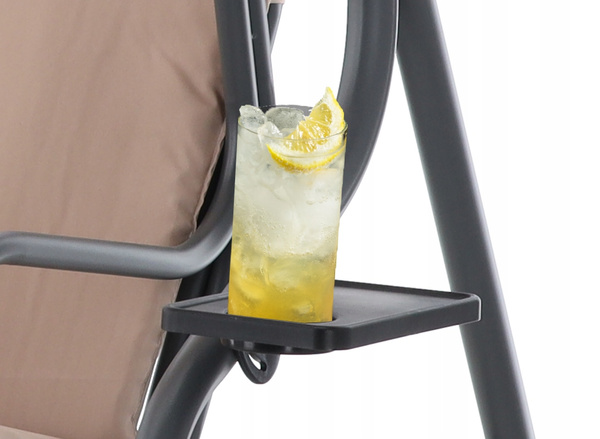 GARDEN SWING 170 x 110 x 153 CM DARK BEIGE WITHOUT FOOTSTOOL WITH CUP HOLDERS *0735