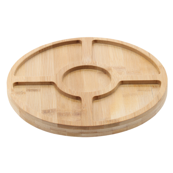 PLANȘEȚA DIN BAMBUCU PENTRU SERVIREA APERITIVELOR CU 5 COMPARTIMENTE 25x2CM *7224