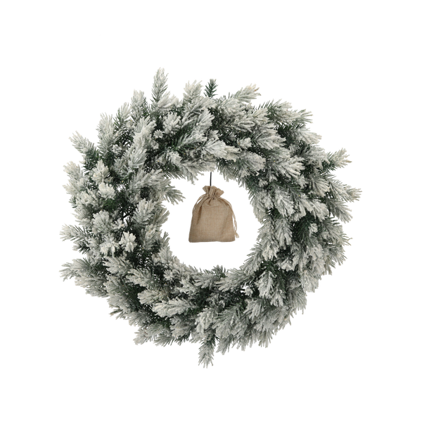 PINE CHRISTMAS WREATH 60 CM SNOWED WITH LED