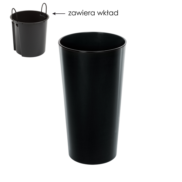 LÍLIOVÝ KERAMICKÝ POT 250 MM S VLOŽKOU – ČIERNY*45365