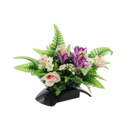 BUNCH CH-31 (WIDTH 55 CM, HEIGHT 40 CM) ROSES WITH LILY MIX COLOR