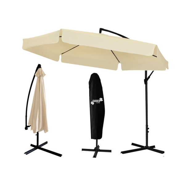 PARASOL OGRODOWY 3 M BEŻOWY "BANANA" Z POKROWCEM