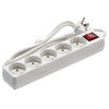 EXTENSION CORD POWER STRIP WITH SWITCH 5 SOCKETS 1.5 M WHITE