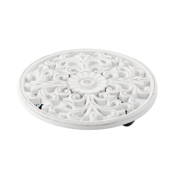 PODSTAWKA POD DONICZKĘ OKRĄGŁA DREWNIANA BIAŁA disp=12szt *5078