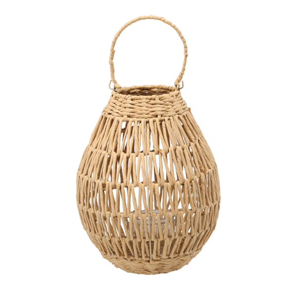 LAMPION 29 x 37 CM S SKLENĚNOU NÁPLNÍ - PŘÍRODNÍ *3179