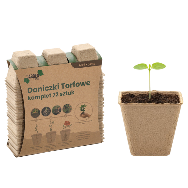 KPL.72 KS RAŠELINOVÝCH KVĚTINÁČŮ 6 x 6 x 5 CM