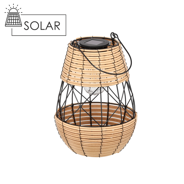 SOLÁRNÍ LAMPION METALOVÝ - ČERNOBÉŽOVÝ 32 CM *8938