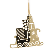 SET OF 3 CHRISTMAS TREE DECORATIONS - SANTA CLAUS'S GOLDEN SLEIGH 8 x 8 CM