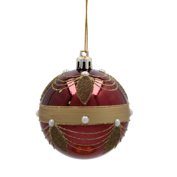 KPL. 6 BOMBEK CHOINKOWYCH BURGUNDOWE 7 CM MIX WZORÓW *5782