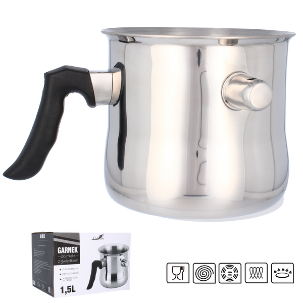 GARNEK DO MLEKA / TOPIENIA WOSKU PSZCZELEGO NA ŚWIECE Z GWIZDKIEM 1,5L *2575