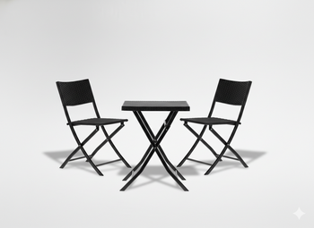 ZESTAW MEBLI BALKONOWYCH SKŁADANYCH (STOLIK + 2 KRZESŁA) ANTRACYT *9930