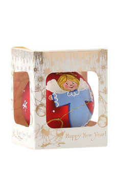 RED GLASS CHRISTMAS BAUBLE 8 CM ANGEL