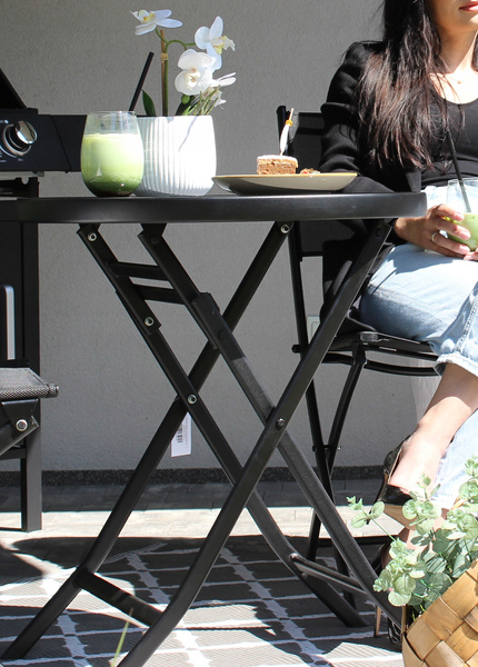 FOLDING ROUND TABLE 60 x 70 CM BLACK