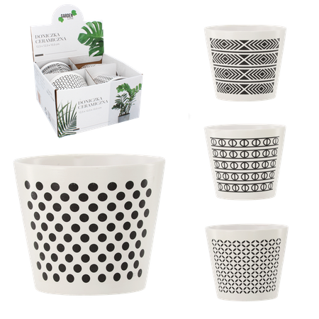 Ceramic pot 12.5 x 12.5 x 10.5cm MIX patterns disp.4pcs