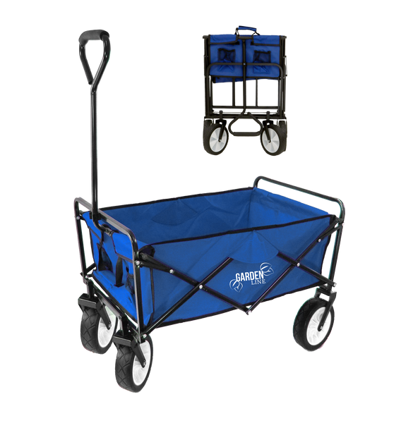 WÓZEK OGRODOWY NIEBIESKI SKŁADANY 116x54x90cm *3556