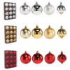 SET OF 12 BAUBLES 6 CM RED/GOLD/SILVER
