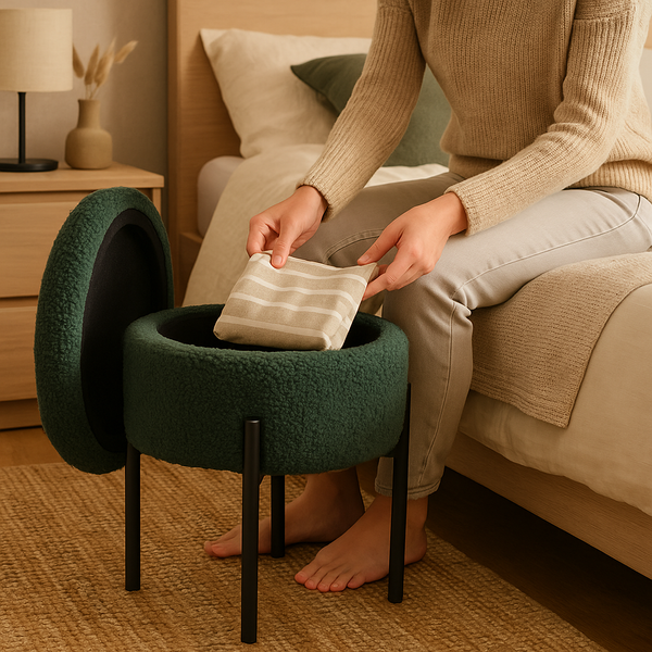 POUFF ROUND WITH METAL LEGS 28 x 31 CM GREEN