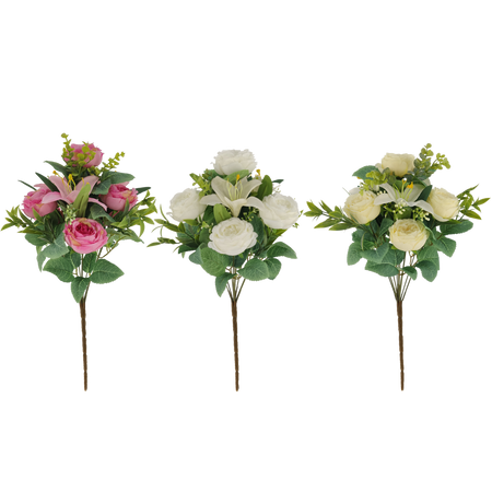 RAMURI ARTIFICIALE - BUCLE DE TRANDAFIRI ȘI LILIÎ 43 CM MIX DE CULORI pachet=24 buc *2904