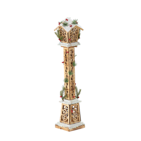 Vianočná drevená lampáška hnedá LED 16 x 16 x 85 CM *5249