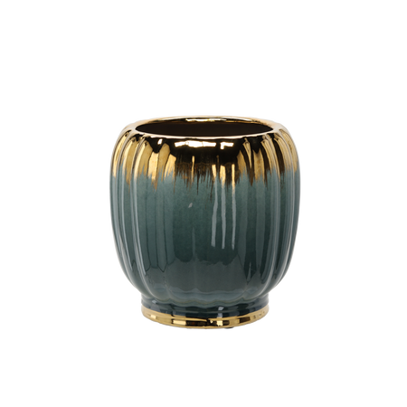 CERAMIC COVER FOR A POT 28 x 28 x 28,5 CM GOLD-TURQUOISE