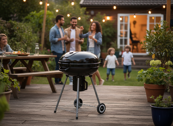 CHARCOAL KETTLE BBQ WITH LID, ASH PAN AND WHEELS 66 x 57 x 85 CM