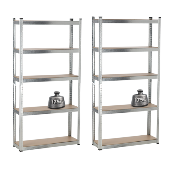 DWA REGAŁY 5-POZIOMOWE 90x30x180 CM UDŹWIG PÓŁKI:175 KG*0885