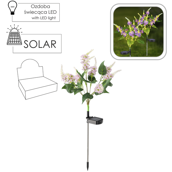 LAMPA SOLARNA H 68 CM OSTRÓŻKA 30 LED CIEPŁY BIAŁY disp=12szt *4682