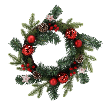 CHRISTMAS WREATH 40 CM WHITE AND RED