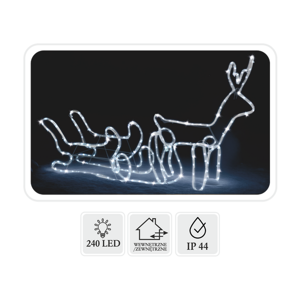 RENIFERUL DE SĂRBĂTOARE CU SĂNIILE LED 120 x 27 x 66 CM ALBASTRU RECE + FLASH RECE ÎN/AFARA *8349