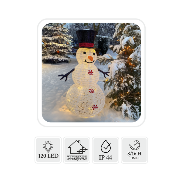 CHRISTMAS DECORATION - SNOWMAN LED 1,5 M 120L IP44