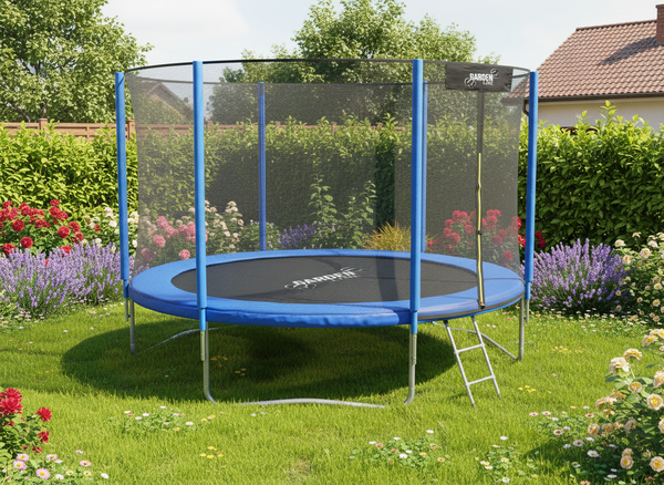 TRAMPOLINA 8FT 252 CM Z DRABINKĄ I SIATKĄ ZABEZPIECZAJĄCĄ 