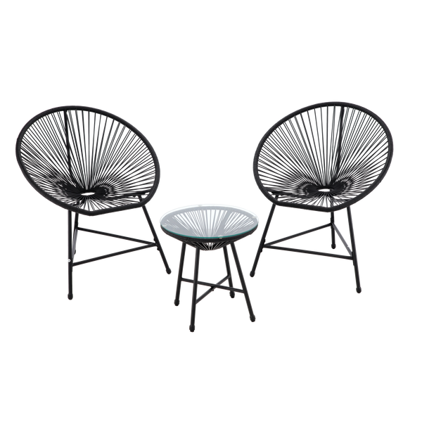 ZESTAW MEBLI OGRODOWYCH (2 KRZESŁA, STOLIK) - CZARNY *3439