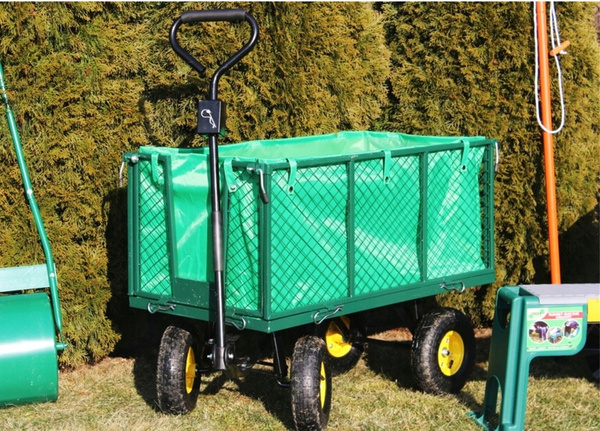 WÓZEK OGRODOWY DWUFUNKCYJNY XL - ZIELONY Z PLANDEKĄ *0108