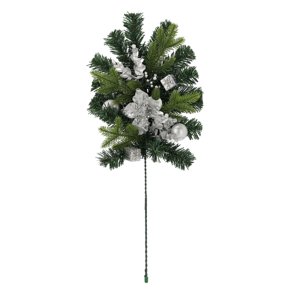 VÁNOČNÍ DEKORACE - VĚTEV 60 CM STŘÍBRNÁ *2316