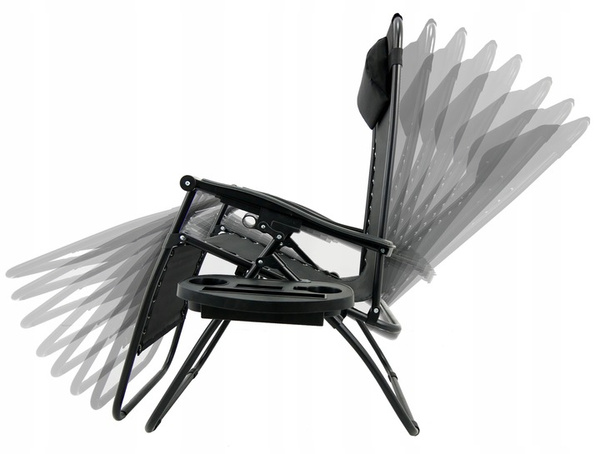 FOLDING GARDEN LOUNGER WITH STAND, POCKET, AND HEADREST