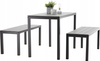 ZESTAW MEBLI OGRODOWYCH STÓŁ 110 x 58.5 x 75.5 CM + 2 ŁAWKI 110 x 39 x 45 CM SZARY