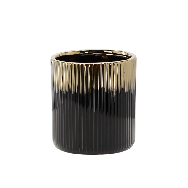 COTĂ CERAMICĂ PENTRU GHIVECI 15 x 15 x 16 CM AURIE-NEAGRĂ *3376