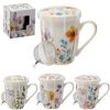 PORCELAIN MUG WITH INFUSER AND LID 340 ML MIX OF FLOWER PATTERNS 