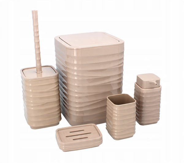5-PIECE BATHROOM SET SQUARE BROWN