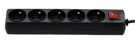 EXTENSION CORD POWER STRIP WITH SWITCH 5 SOCKETS 3 M BLACK