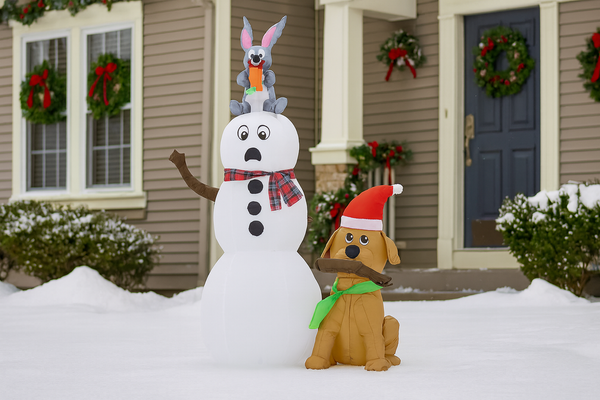 Sněhový panáček s pejskem LED VYS. 180 CM *1105