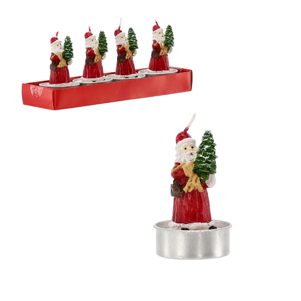 Sada 4 svíček 18 x 5 x 7.5 CM - Mikuláš s vánočním stromkem balení=12ks *4345