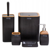 5-PIECE BATHROOM SET SQUARE BLACK / WOOD